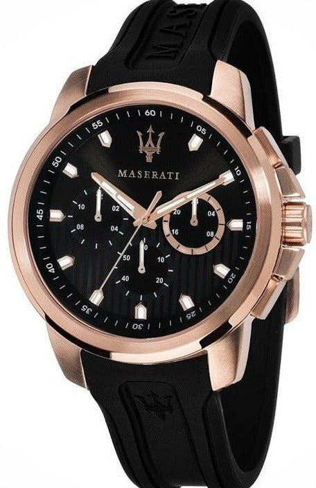 Maserati SFIDA Chronograph Black Dial Black Rubber Strap Watch For Men - R851123008 Buy Now By Maserati