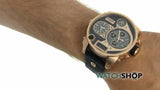 Diesel Big Daddy Gold & Black Dial Black Leather Strap Watch For Men - DZ7261 Buy Now By Diesel