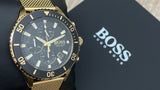 Hugo Boss Admiral Chronograph Black Dial Gold Mesh Bracelet Watch for Men - 1513906 Buy Now By Hugo Boss