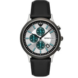 Emporio Armani Renato Chronograph Silver Dial Black Leather Strap Watch for Men - AR11473 Buy Now By Emporio Armani
