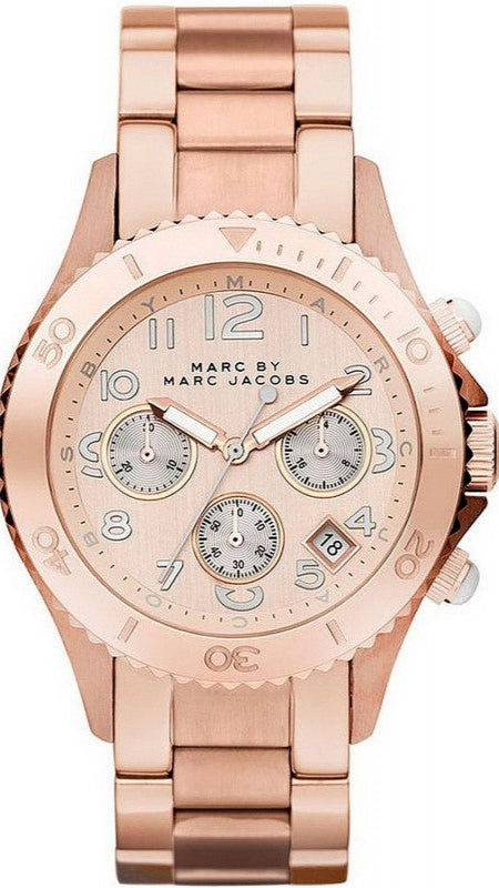 Marc Jacobs Rock Chronograph Rose Gold Dial Rose Gold Steel Strap Watch for Women - MBM3156 Buy Now By Marc Jacobs