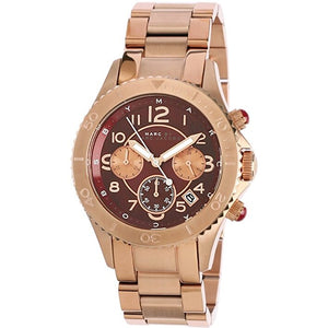 Marc Jacobs Rock Chronograph Mother of Pearl Red Dial Rose Gold Steel Strap Unisex Watch - MBM3251 Buy Now By Marc Jacobs