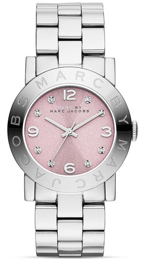 Marc Jacobs Amy Life Pink Dial Silver Steel Strap Watch for Women - MBM3300 Buy Now By Marc Jacobs