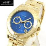 Marc Jacobs Blade Chronograph Blue Dial Gold Steel Strap Watch for Women - MBM3307 Buy Now By Marc Jacobs