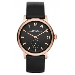 Marc Jacobs Baker Black Dial Black Leather Strap Watch for Women - MBM8633 Buy Now By Marc Jacobs