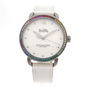 Coach Delancey Crystals White Dial White Leather Strap Watch For Women - 14502888 Buy Now By Coach