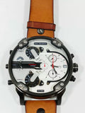 Diesel Mr. Daddy 2.0 Chronograph Silver Dial Brown Leather Strap Watch For Men - DZ7394 Buy Now By Diesel
