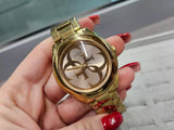 Guess G-Twist Gold Dial Gold Steel Strap Watch for Women - W1082L2 Buy Now By Guess