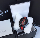 Gucci Dive Blue & Red Dial Blue & Red Nylon Strap Watch For Men - YA136214 Buy Now By Gucci