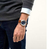 Fossil Grant Twist Multifunction Blue Dial Brown Leather Strap Watch for Men - ME1161 Buy Now By Fossil