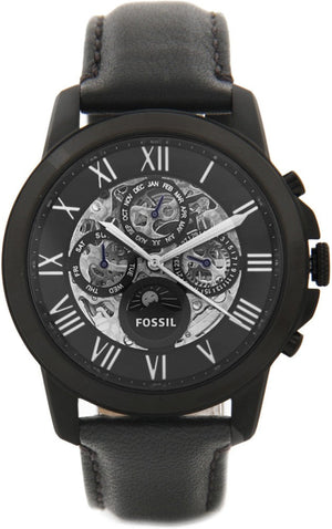 Fossil Grant Automatic Black Dial Black Leather Strap Watch for Men - ME3028 Buy Now By Fossil