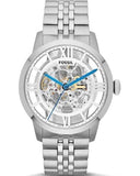 Fossil Townsman Automatic Skeleton Silver Dial Silver Steel Strap Watch for Men - ME3044 Buy Now By Fossil