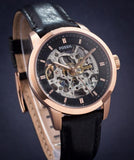Fossil Townsman Automatic Skeleton Black Dial Black Leather Strap Watch for Men - ME3084 Buy Now By Fossil