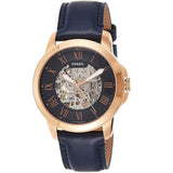 Fossil Grant Automatic Skeleton Blue Dial Blue Leather Strap Watch for Men - ME3102 Buy Now By Fossil