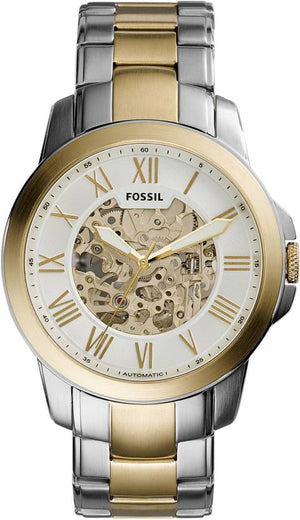 Fossil Grant Automatic Skeleton White Dial Two Tone Steel Strap Watch for Men - ME3112 Buy Now By Fossil
