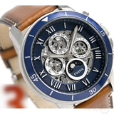 Fossil Grant Sport Automatic Skeleton Blue Dial Brown Leather Strap Watch for Men - ME3140 Buy Now By Fossil