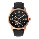 Fossil Townsman Automatic Black Dial Black Leather Strap Watch for Men - ME3170 Buy Now By Fossil