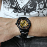 Fossil Townsman Automatic Skeleton Black Dial Black Steel Strap Watch for Men - ME3197 Buy Now By Fossil
