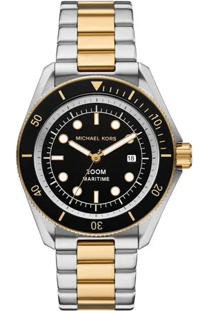 Michael Kors Maritime Three Hand Black Dial Two Tone Steel Strap Watch for Men - MK9180 Buy Now By Michael Kors