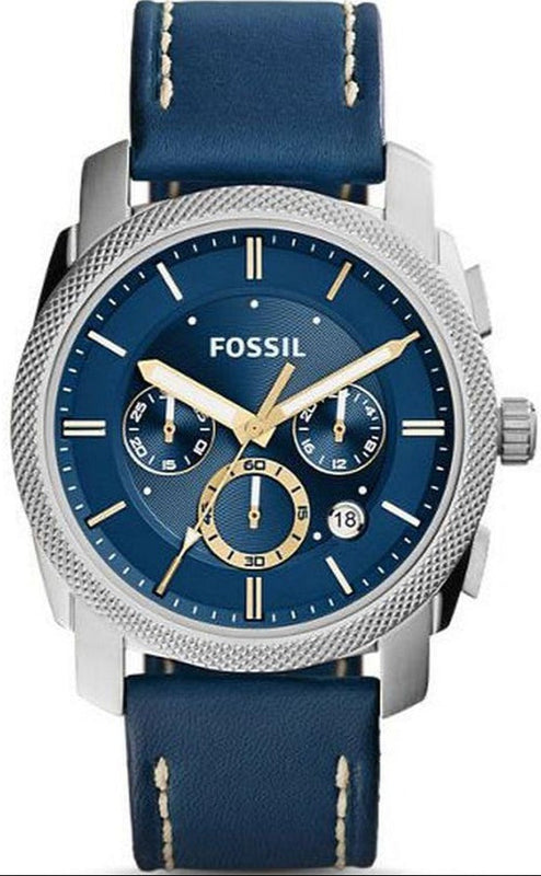 Fossil Machine Chronograph Blue Dial Blue Leather Strap Watch for Men - FS5262 Buy Now By Fossil