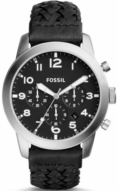 Fossil Pilot 54 Chronograph Black Dial Black Leather Strap Watch for Men - FS5181 Buy Now By Fossil