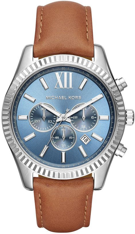 Michael Kors Lexington Chronograph Blue Dial Brown Leather Strap Watch For Men - MK8537 Buy Now By Michael Kors