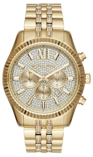 Michael Kors Lexington Chronograph Gold Dial Gold Steel Strap Watch For Men - MK8579 Buy Now By Michael Kors