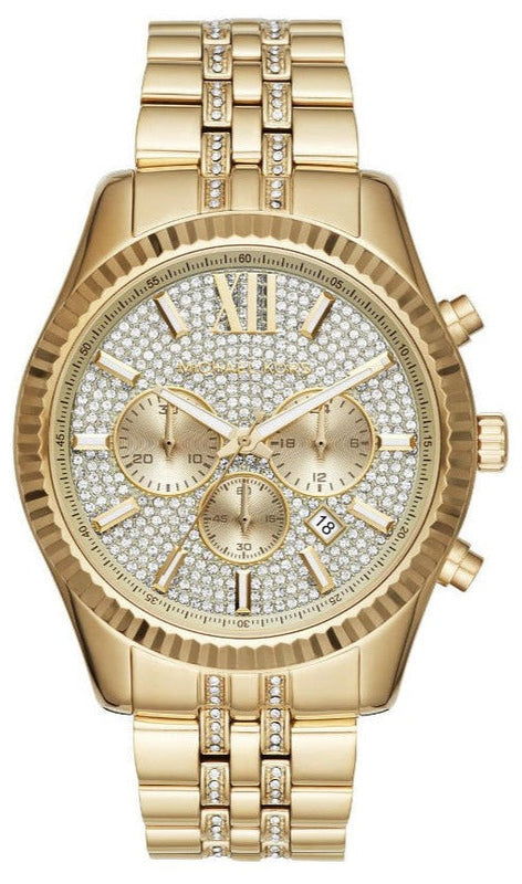 Michael Kors Lexington Chronograph Gold Dial Gold Steel Strap Watch For Men - MK8579 Buy Now By Michael Kors