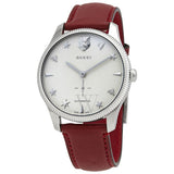 Gucci G Timeless Automatic Silver Dial Red Leather Strap Watch For Men - YA126346 Buy Now By Gucci