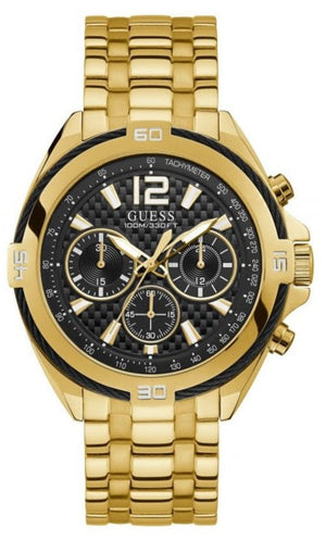 Guess Surge Chronograph Black Dial Gold Steel Strap Watch for Men - W1258G2 Buy Now By Guess