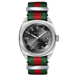 Gucci GG2570 Quartz Black Dial Green & Red Nylon Strap Watch For Men - YA142305 Buy Now By Gucci