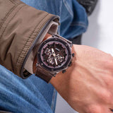 Guess Edge Chronograph Brown Dial Brown Leather Strap Watch For Men - GW0492G2 Buy Now By Guess
