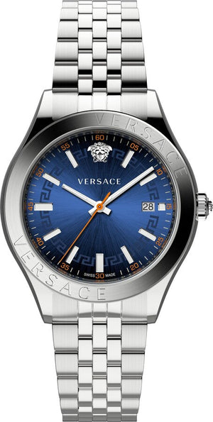 Versace Hellenyium Quartz Blue Dial Silver Steel Strap Watch for Men - VEVK00921 Buy Now By Versace