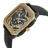 Fossil Inscription Automatic Skeleton Rose Gold Dial Black Leather Strap Watch for Men - BQ2572 Buy Now By Fossil