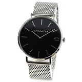 Coach Charles Black Dial Silver Mesh Bracelet Watch for Men - 14602144 Buy Now By Coach