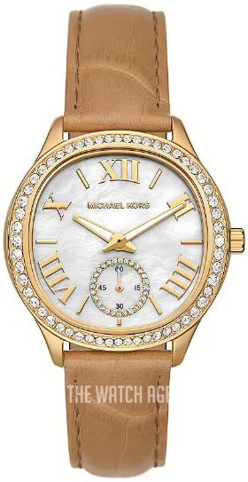 Michael Kors Sage Three-Hand Mother of Pearl White Dial Brown Leather Strap Watch for Women - MK4819 Buy Now By Michael Kors