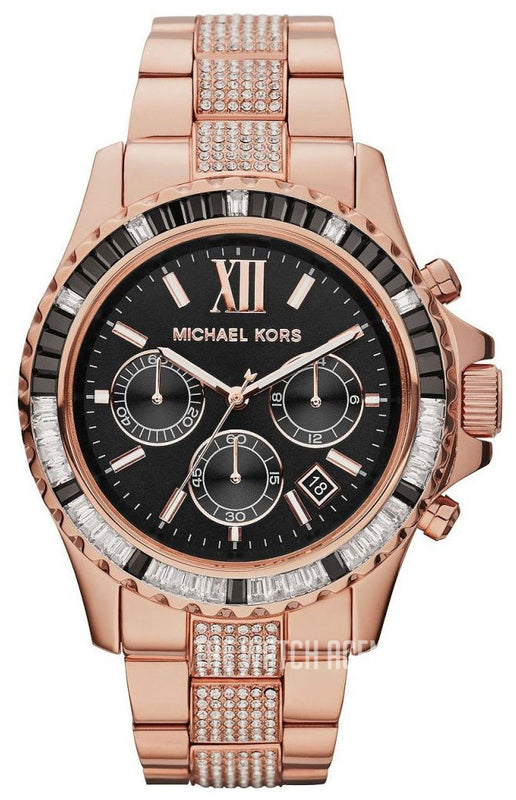Michael Kors Everest Chronograph Black Dial Rose Gold Steel Strap Watch For Women - MK5875 Buy Now By Michael Kors