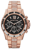 Michael Kors Everest Chronograph Black Dial Rose Gold Steel Strap Watch For Women - MK5875