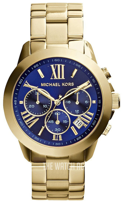 Michael Kors Bradshaw Chronograph Blue Dial Gold Steel Strap Watch For Women - MK5923 Buy Now By Michael Kors