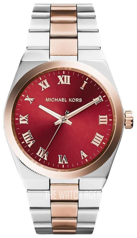 Michael Kors Channing Quartz Red Dial Two Tone Steel Strap Watch For Women - MK6114 Buy Now By Michael Kors