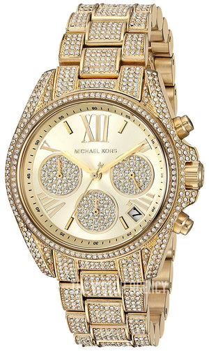 Michael Kors Mini Bradshaw Crystals Gold Dial Gold Steel Strap Watch For Women - MK6494 Buy Now By Michael Kors