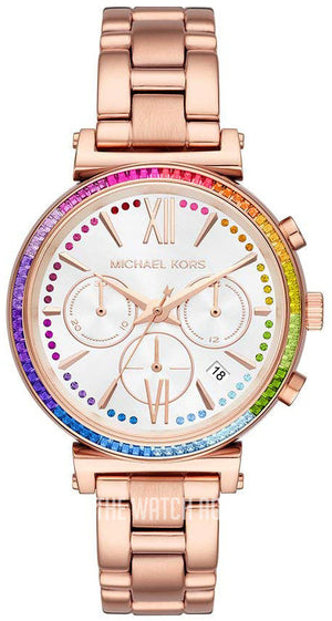 Michael Kors Sofie White Dial Rose Gold Steel Strap Watch For Women - MK6577 Buy Now By Michael Kors