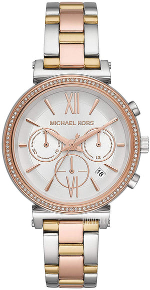 Michael Kors Sofie Chronograph White Dial Two Tone Steel Strap Watch For Women - MK6688 Buy Now By Michael Kors