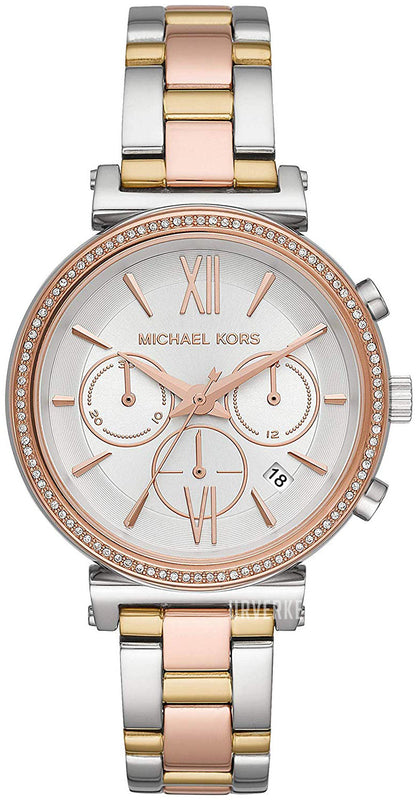 Michael Kors Sofie Chronograph White Dial Two Tone Steel Strap Watch For Women - MK6688 Buy Now By Michael Kors