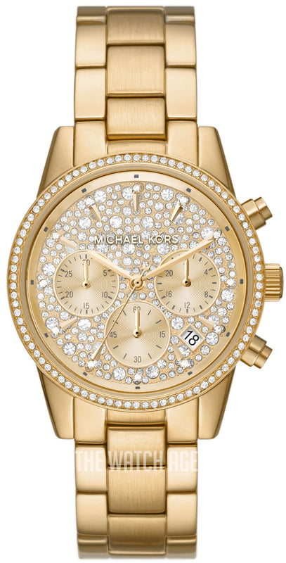 Michael Kors Ritz Chronograph Gold Dial Gold Steel Strap Watch For Women - MK7310 Buy Now By Michael Kors