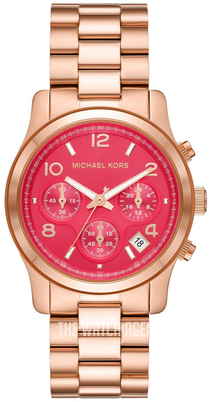 Michael Kors Runway Chronograph Pink Dial Rose Gold Steel Strap Watch For Women - MK7352 Buy Now By Michael Kors