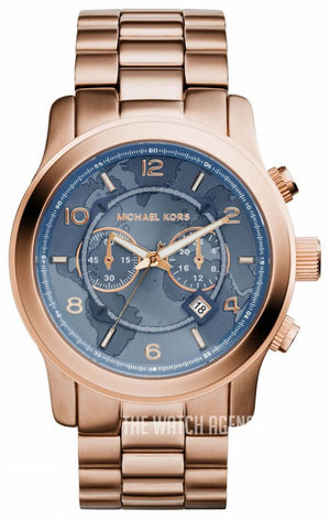 Michael Kors Runway Stop Hunger Quartz Blue Dial Rose Gold Steel Strap Watch For Men - MK8358 Buy Now By Michael Kors