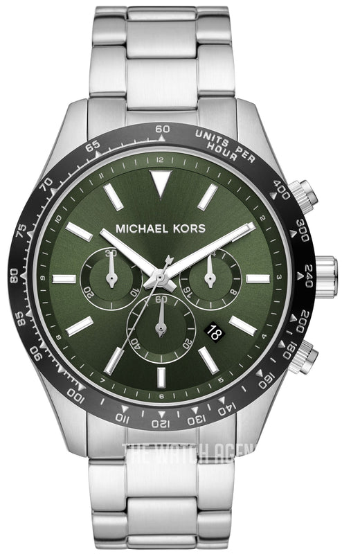 Michael Kors Layton Chronograph Green Dial Silver Steel Strap Watch For Men - MK8912 Buy Now By Michael Kors