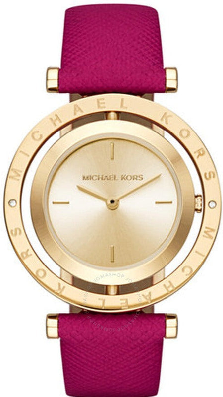 Michael Kors Averi Gold Dial Pink Leather Strap Watch for Women - MK2525 Buy Now By Michael Kors