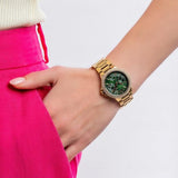 Michael Kors Camille Multifunction Green Dial Gold Steel Strap Watch For Women - MK6981 Buy Now By Michael Kors